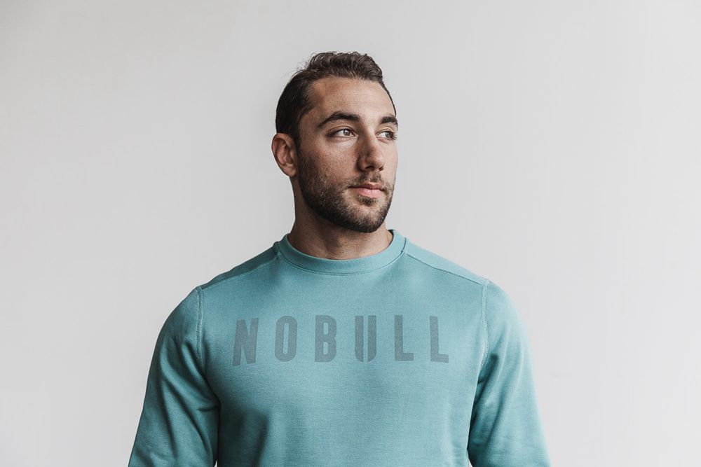 NOBULL Men's Crew Sweatshirts - Oil Blue - Ireland (3649NSERT)